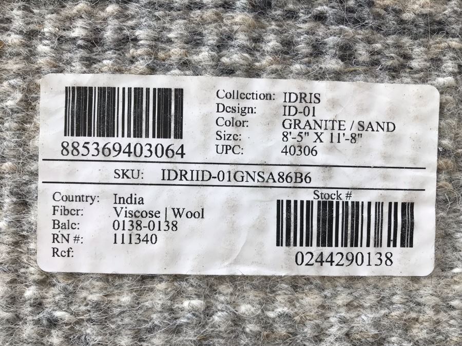 Wool Area Rug Granite Sand Color Idris Collection From India 8'5' X 11'8' [Photo 8]
