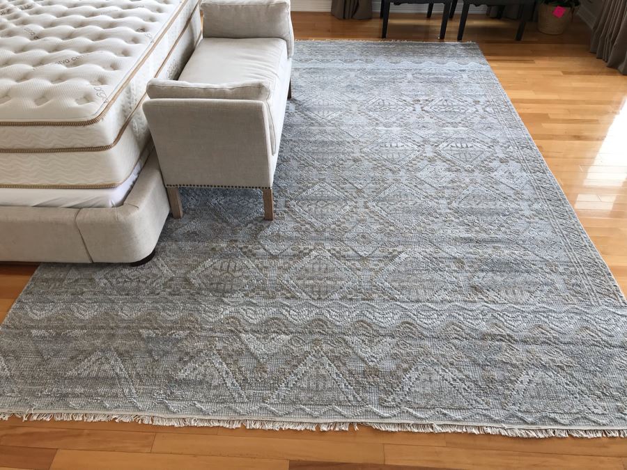 Wool Area Rug Granite Sand Color Idris Collection From India 8'5' X 11'8' [Photo 2]