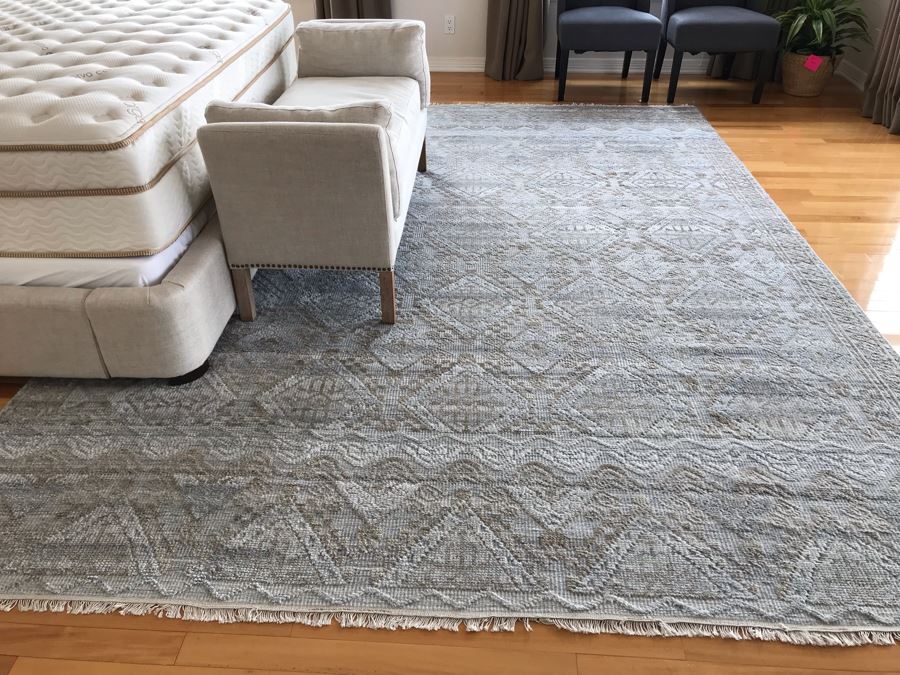 Wool Area Rug Granite Sand Color Idris Collection From India 8'5' X 11'8' [Photo 3]