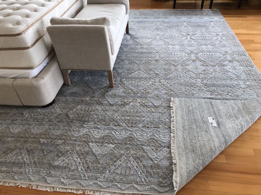 Wool Area Rug Granite Sand Color Idris Collection From India 8'5' X 11'8' [Photo 7]