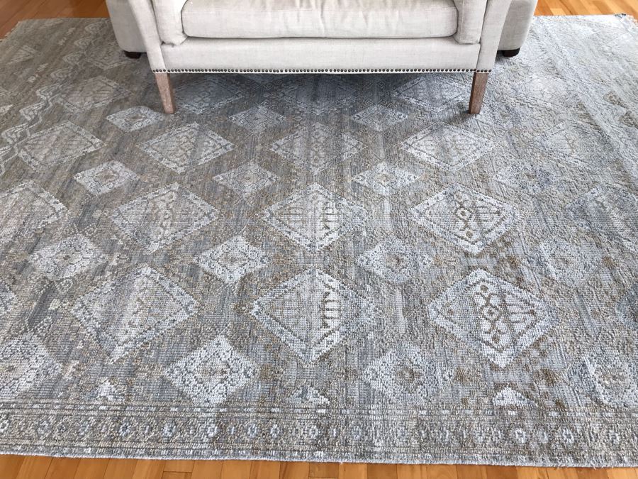 Wool Area Rug Granite Sand Color Idris Collection From India 8'5' X 11'8' [Photo 5]