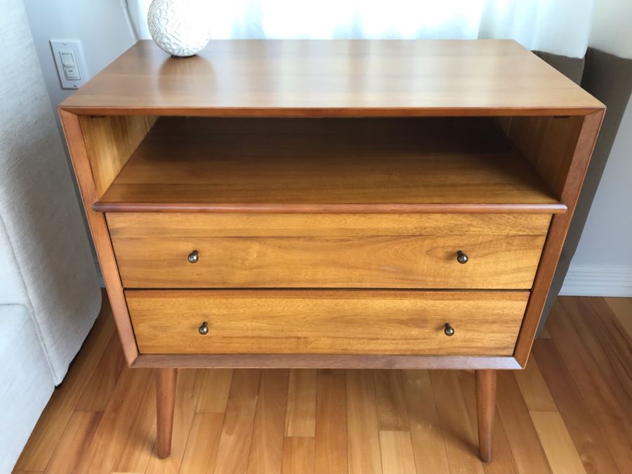 Pair Of West Elm MidCentury Danish Modern Style Nightstands End Tables
