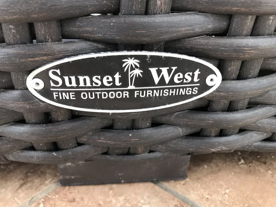 Sunset West Fine Outdoor Wicker Furniture Set With Sectional Lounge Set 120 X 92 X 40 And Pair Of Side Tables 23 X 23 X 19 Retails $4,000+ [Photo 16]