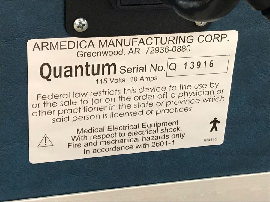 Intersegmental Roller Table Helps Release Muscle Tension Mechanical Massage Table Cervical Thoracic Lumbar Quantum Armedica Manufacturing Corporation 76L X 27W X 27H Retails $3,000 [Photo 8]
