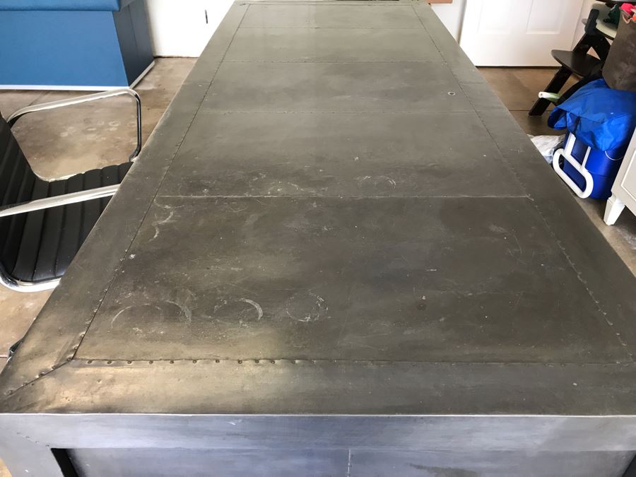 Restoration Hardware La Salle Metal-Wrapped Collection Desk With Office Chair 70W X 28D X 31H - Desk Retails For Over $2,250 [Photo 6]