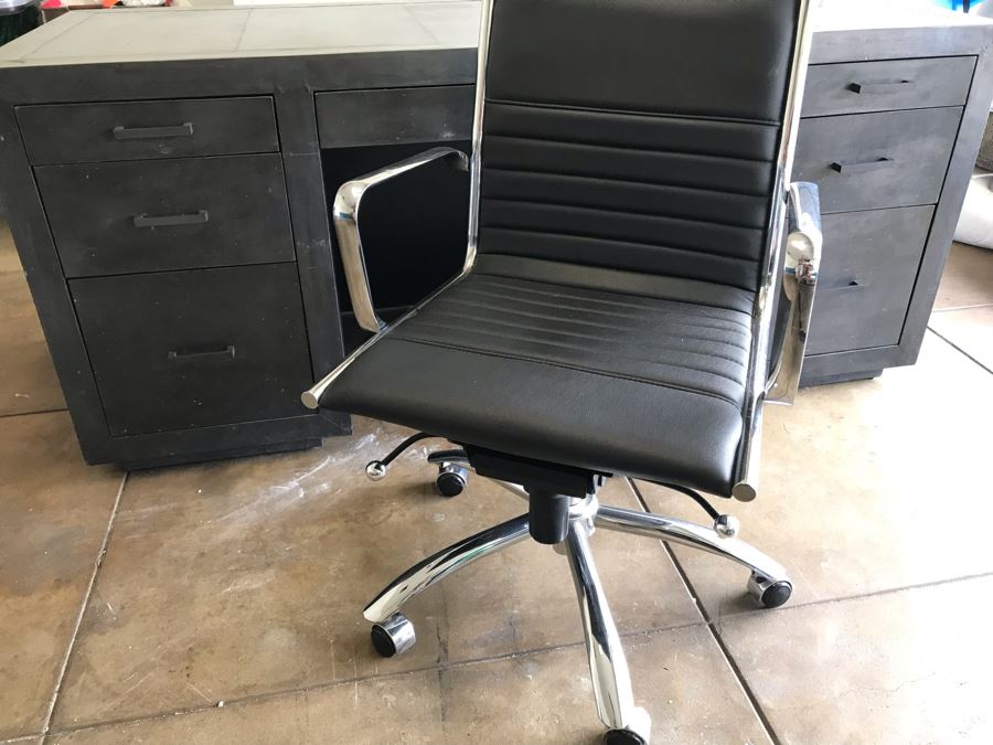 Restoration Hardware La Salle Metal-Wrapped Collection Desk With Office Chair 70W X 28D X 31H - Desk Retails For Over $2,250 [Photo 10]