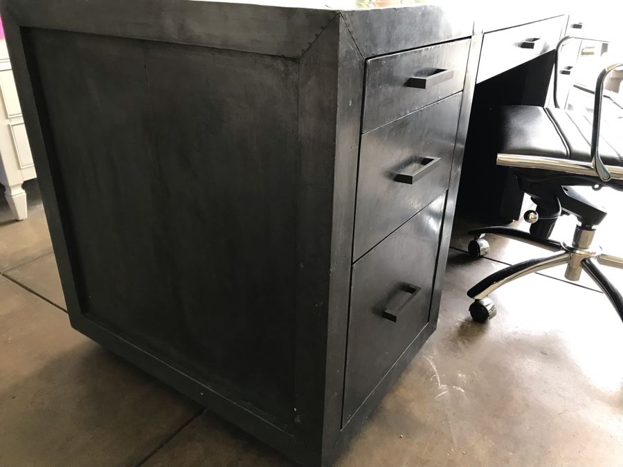 Restoration Hardware La Salle Metal-Wrapped Collection Desk With Office Chair 70W X 28D X 31H - Desk Retails For Over $2,250 [Photo 5]