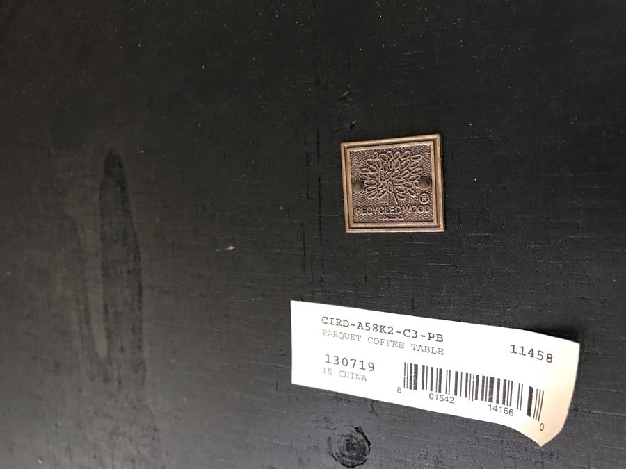 Parquet Coffee Table Recycled Wood With Metal Base 53W X 26D X 18H [Photo 6]