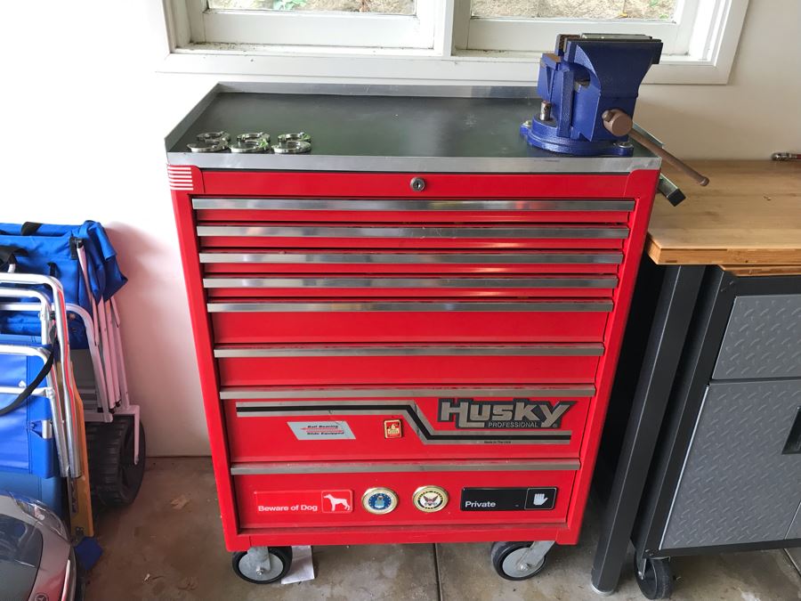 Husky Professional Tool Chest Box On Casters Filled With Tools - See Photos [Photo 23]