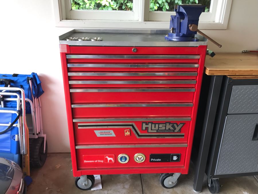 Husky Professional Tool Chest Box On Casters Filled With Tools - See Photos [Photo 24]