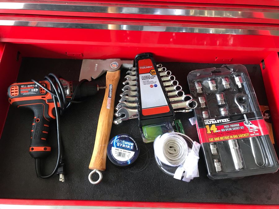 Husky Professional Tool Chest Box On Casters Filled With Tools - See Photos [Photo 3]