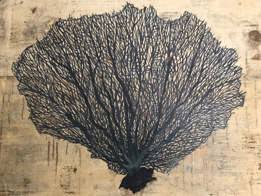 Canvas Coral Print Wall Art Gold Tones 30 X 34 [Photo 3]