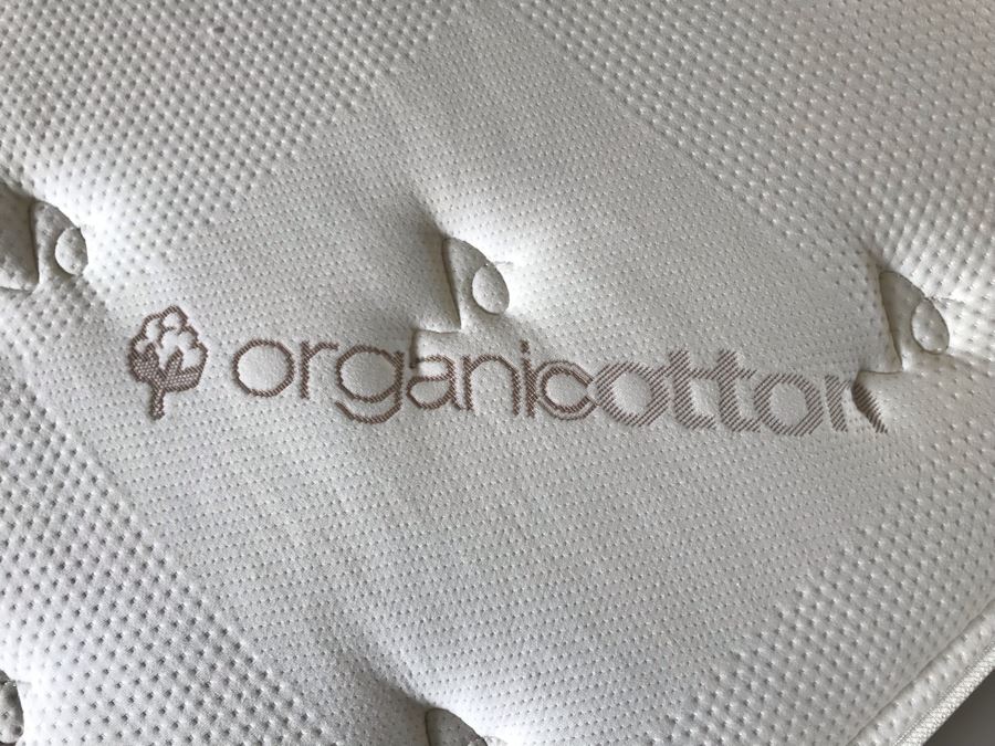 White Wooden Bed 68W X 90L X 56H By Universal Furniture And Organic Cotton Mattress (Has Stain) With Box Spring [Photo 8]