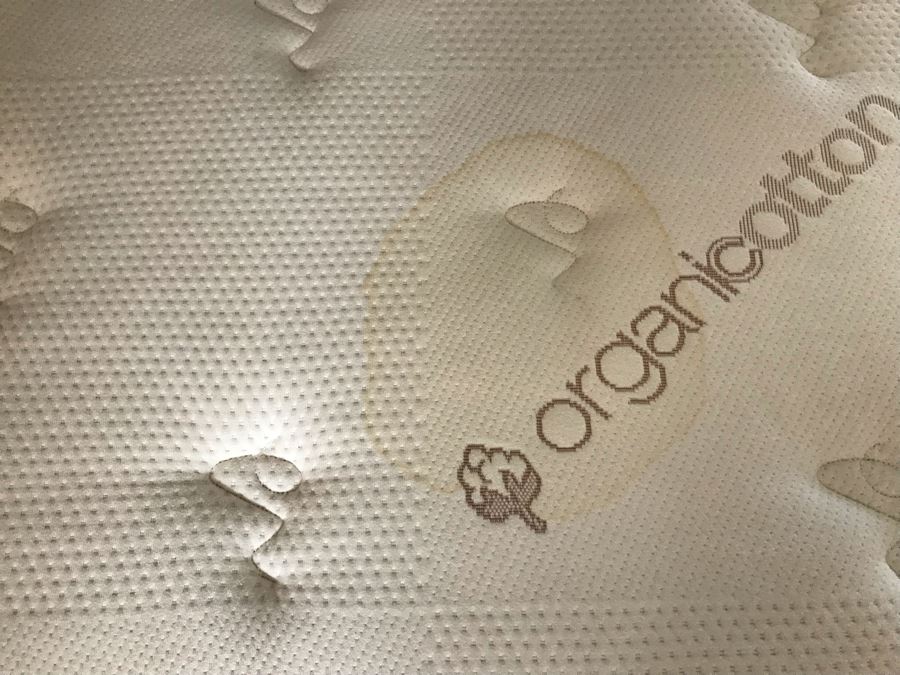 White Wooden Bed 68W X 90L X 56H By Universal Furniture And Organic Cotton Mattress (Has Stain) With Box Spring [Photo 9]