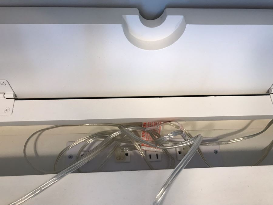 Pair Of White Wooden Nightstands With Built-In Power Strips By Universal Furniture 27W X 20D X 30H [Photo 8]