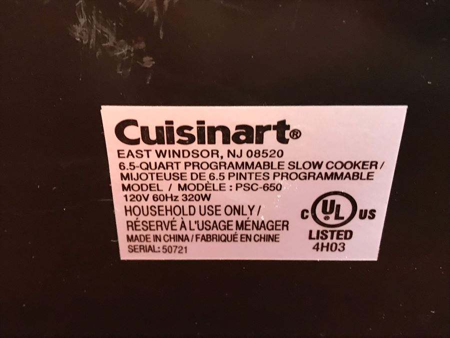 Cuisinart Programmable Slow Cooker Model PSC650