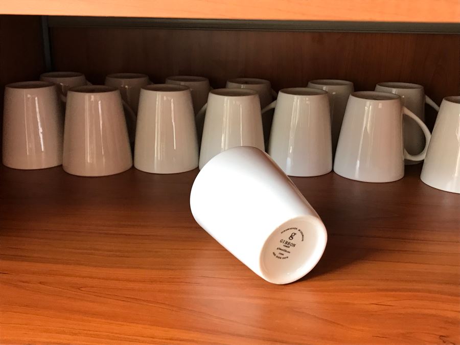 Set Of (14) Gibson Home White Coffee Cups Mugs [Photo 2]