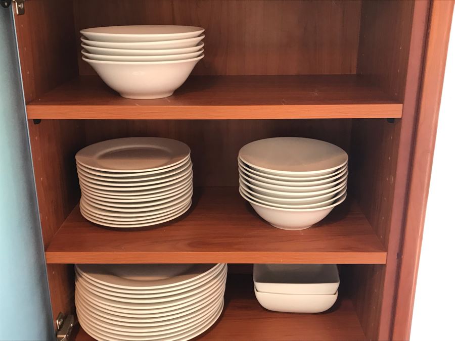 Various Gibson Home White Plates And Bowls Apx 43 Pieces (3 Shelves) [Photo 2]