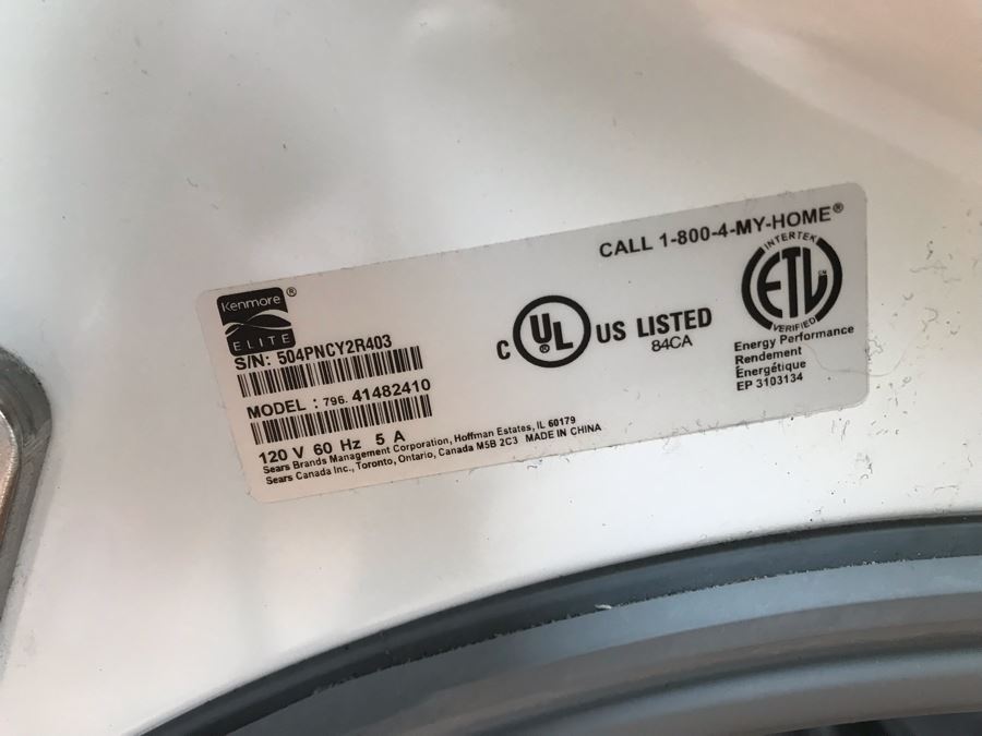 Kenmore Elite Washing Machine Model 796. 41482410