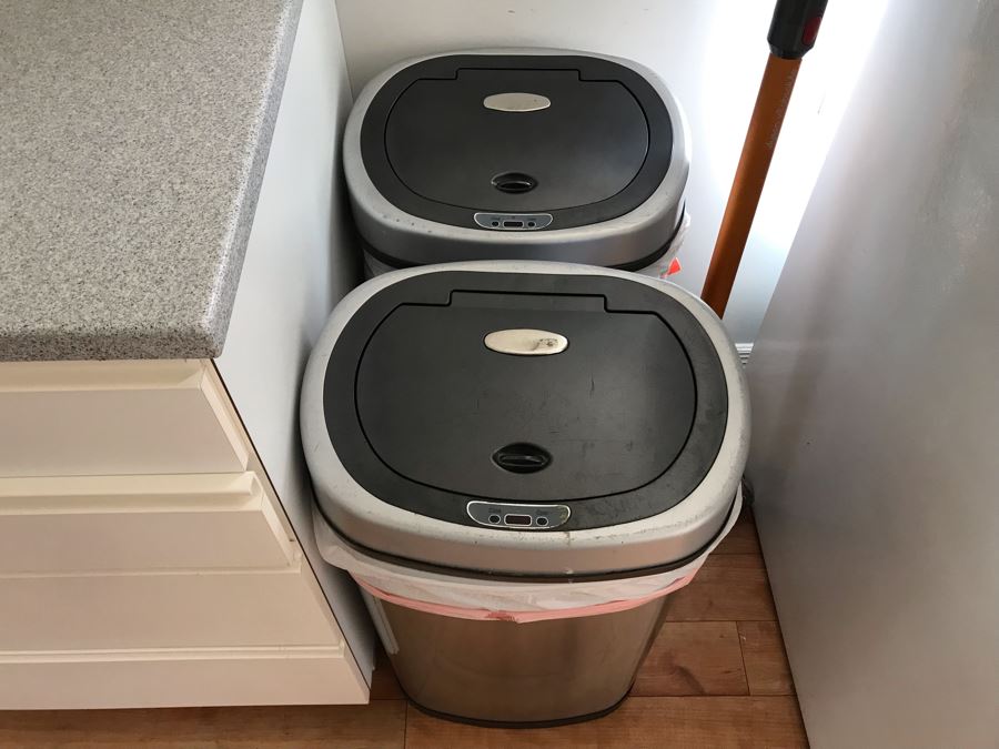Pair Of Electronic Trash Cans