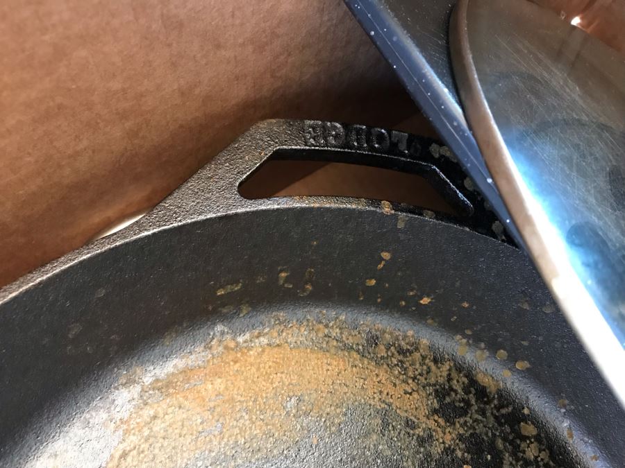 Just Added - Large Box Of Various Pots And Pans Including Lodge Cast Iron Skillet, Cuisinart Stainless Skillet, Ecolution Stainless Pots - See Photos [Photo 10]