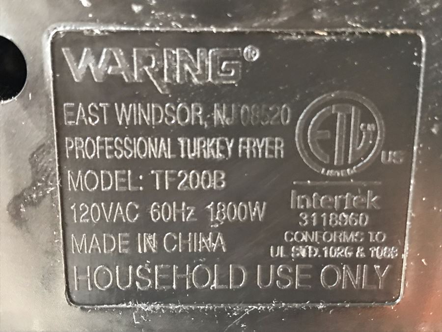 Just Added - Waring Professional Turkey Fryer Model TF200B [Photo 8]