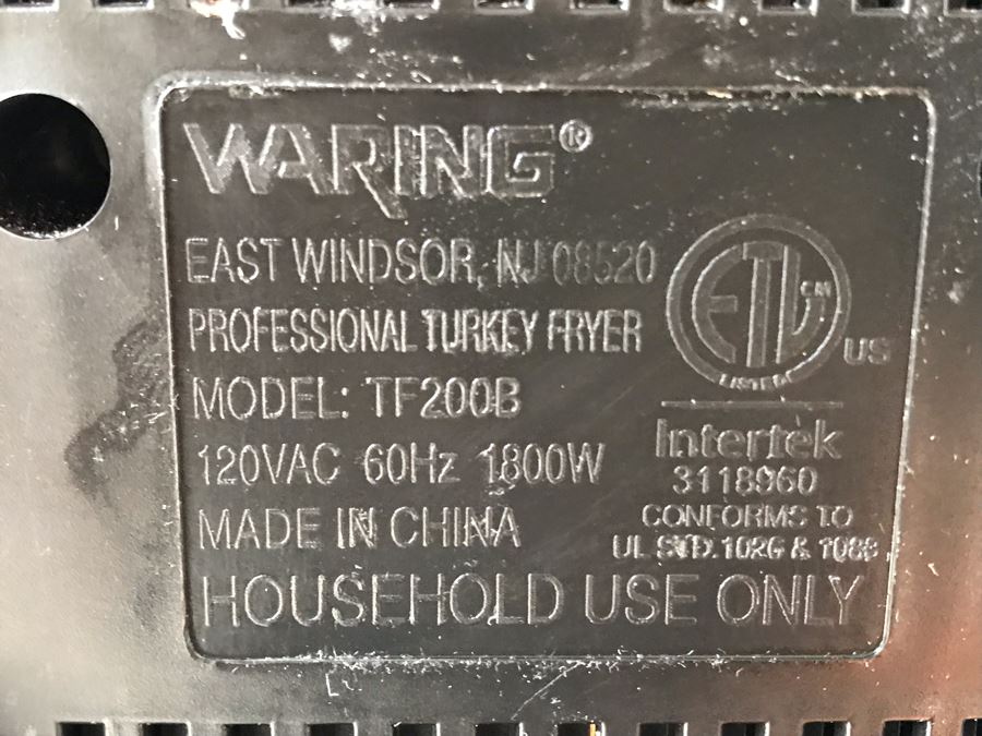 Just Added - Waring Professional Turkey Fryer Model TF200B [Photo 9]