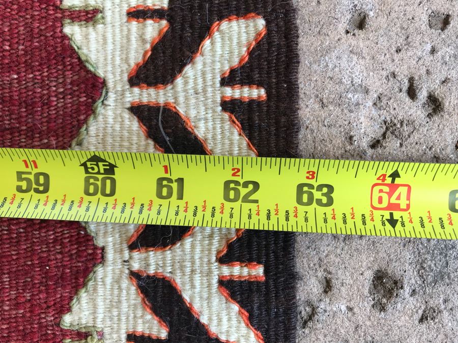 JUST ADDED - Stunning Vintage Turkish Kilim Hand Woven Rug Geometric Tribal Patterns Oranges Browns 118' X 63' [Photo 11]