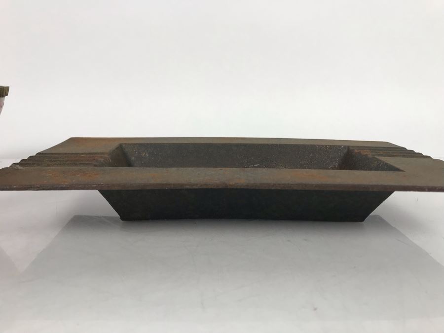 JUST ADDED - Chinese Metal Ashtray And Brass Enamel Footed Indian Bowl With Peacock Decorations [Photo 8]