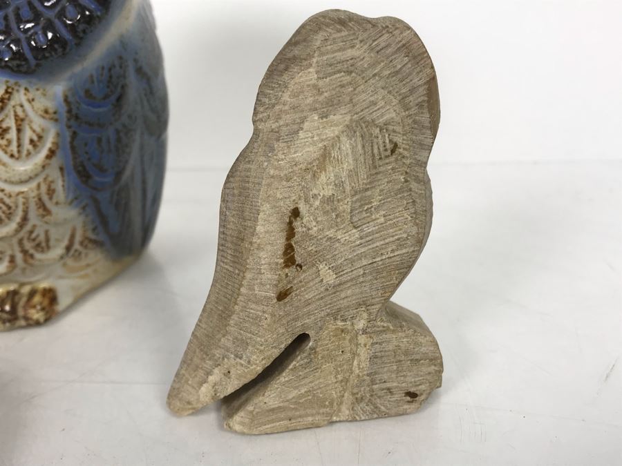JUST ADDED - Owl Collection Featuring Carved Stone Owl, Carved Wooden Owl, Cermaic Owl Planter And Hand Painted Rock [Photo 10]