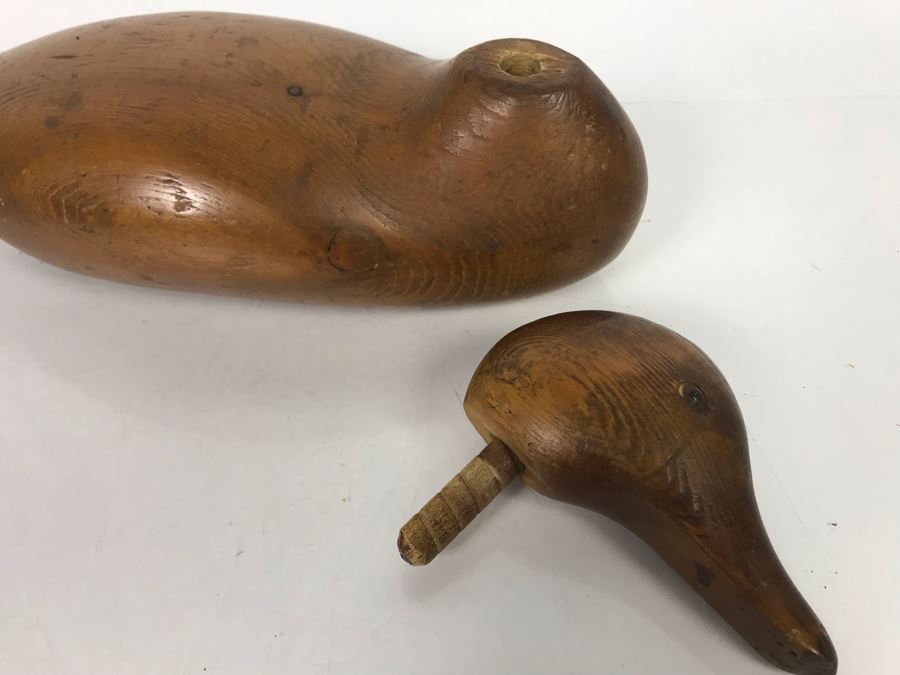 JUST ADDED - Carved Wooden Duck Decoy And Old San Diego Federal Savings And Loan Association Conestoga Wagon Metal Figurine [Photo 6]