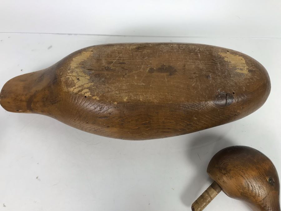 JUST ADDED - Carved Wooden Duck Decoy And Old San Diego Federal Savings And Loan Association Conestoga Wagon Metal Figurine [Photo 7]