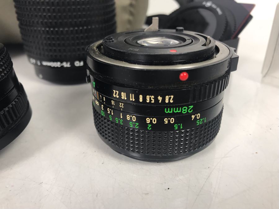 JUST ADDED - Canon Photography Lot Featuring Canon T50 Camera, Flash, Three Canon Camera Lenses, Filters And Camera Bag [Photo 8]