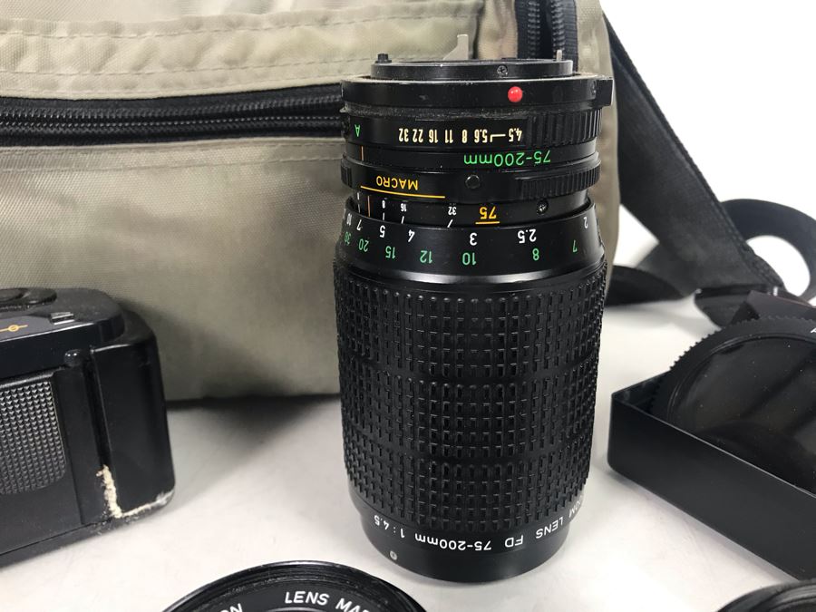 JUST ADDED - Canon Photography Lot Featuring Canon T50 Camera, Flash, Three Canon Camera Lenses, Filters And Camera Bag [Photo 10]