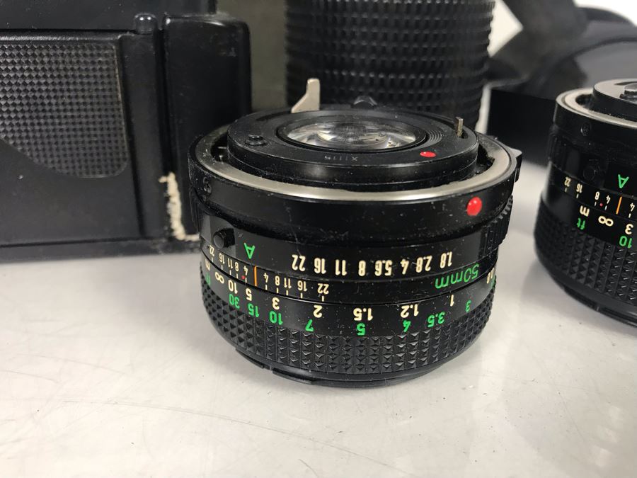 JUST ADDED - Canon Photography Lot Featuring Canon T50 Camera, Flash, Three Canon Camera Lenses, Filters And Camera Bag [Photo 6]