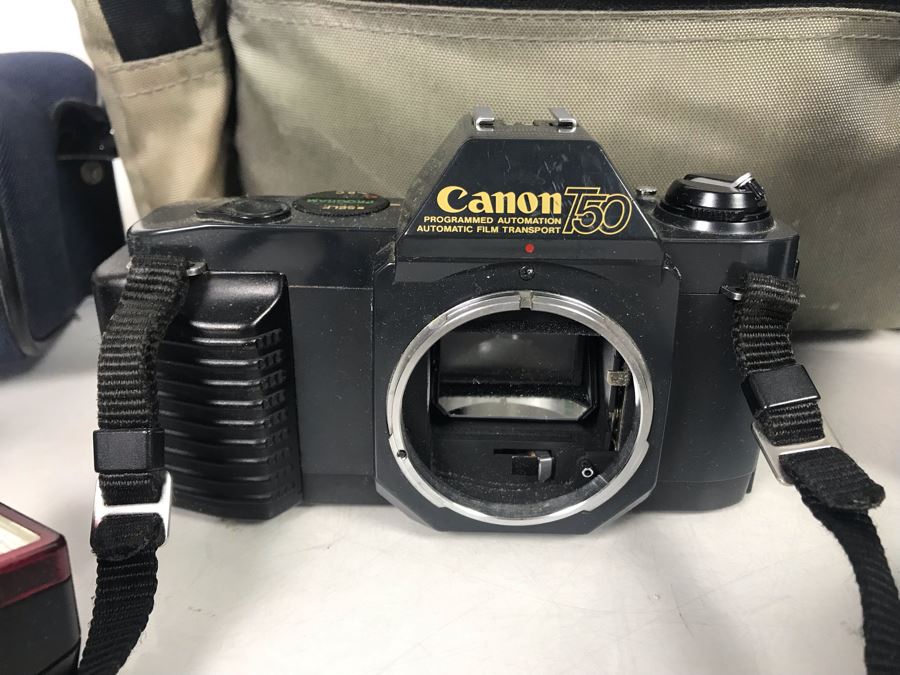 JUST ADDED - Canon Photography Lot Featuring Canon T50 Camera, Flash, Three Canon Camera Lenses, Filters And Camera Bag [Photo 4]