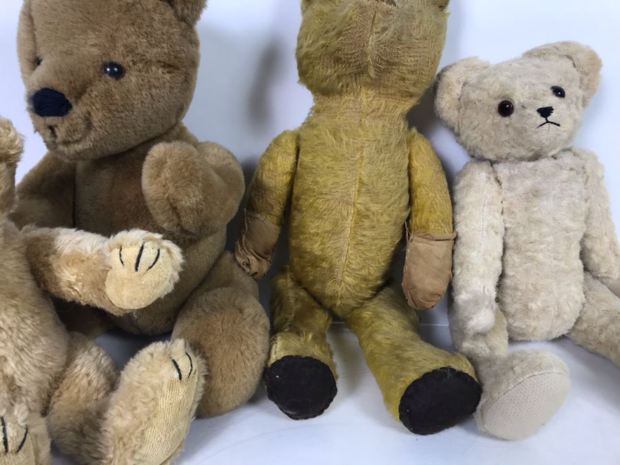JUST ADDED - Jointed Stuffed Teddy Bear Lot Featuring Two Older Bears [Photo 6]