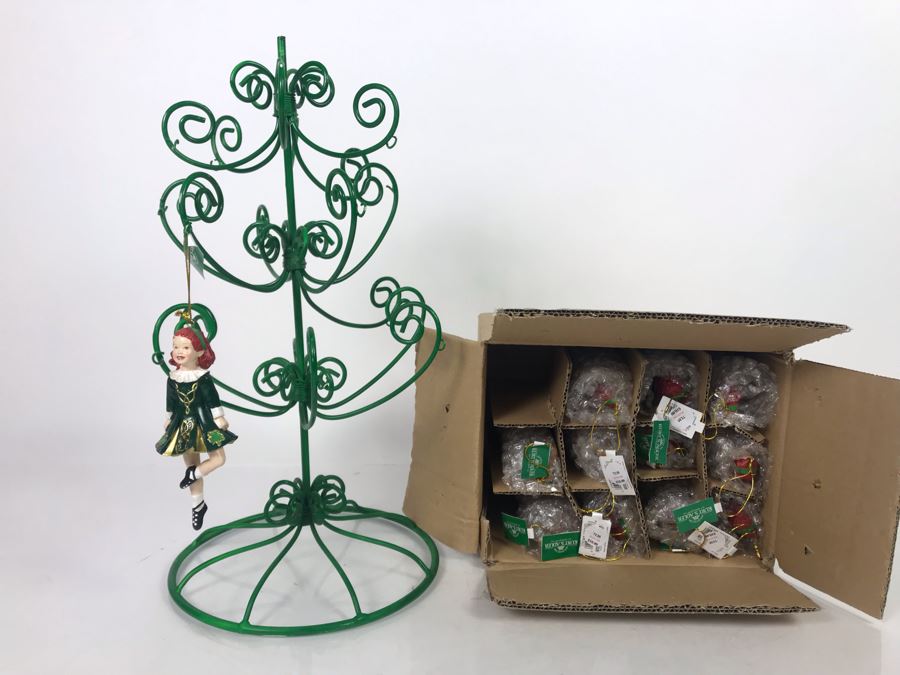 JUST ADDED - Kurt S. Adler New Christmas Ornament Lot With Green Metal Display Fixture - Retails $160 [Photo 1]