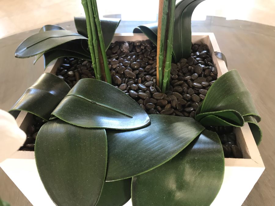 Home Decor Lot With Artificial Orchids Plants And Pair Of Silver Metal Candle Holders [Photo 5]