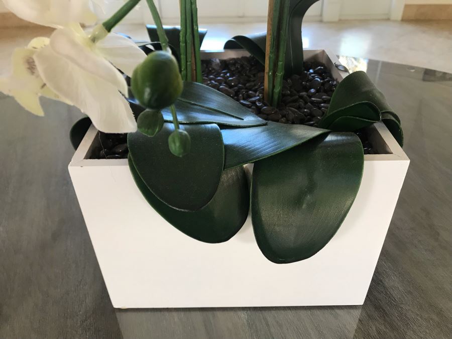 Home Decor Lot With Artificial Orchids Plants And Pair Of Silver Metal Candle Holders [Photo 4]