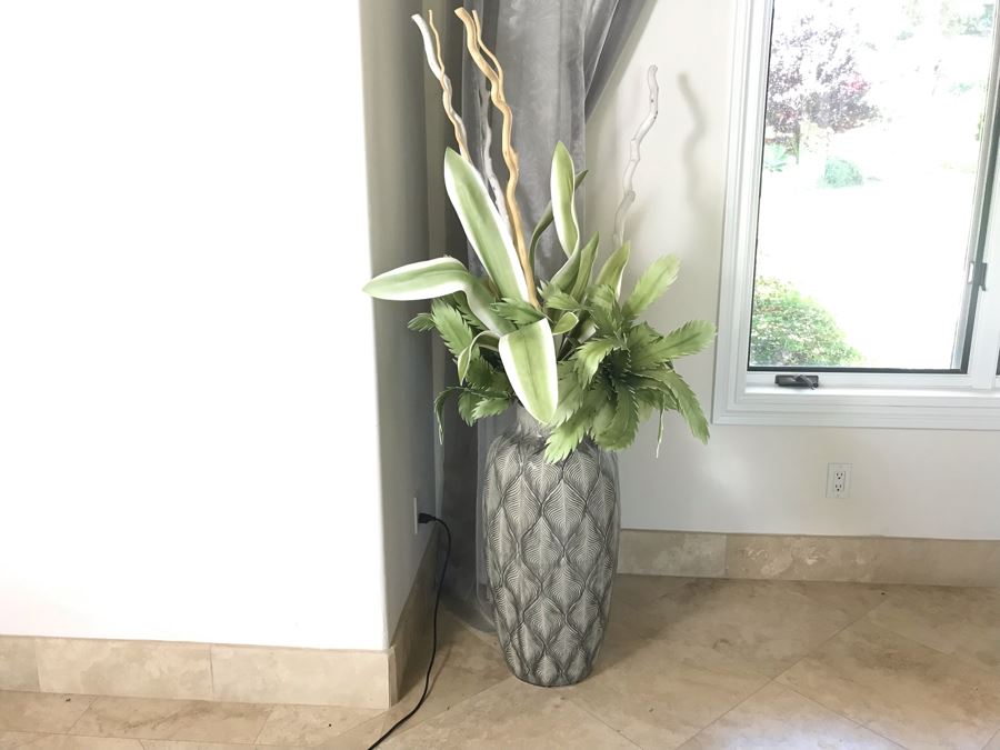 Large Decorative Flower Pot With Artificial Floral Arrangement [Photo 3]