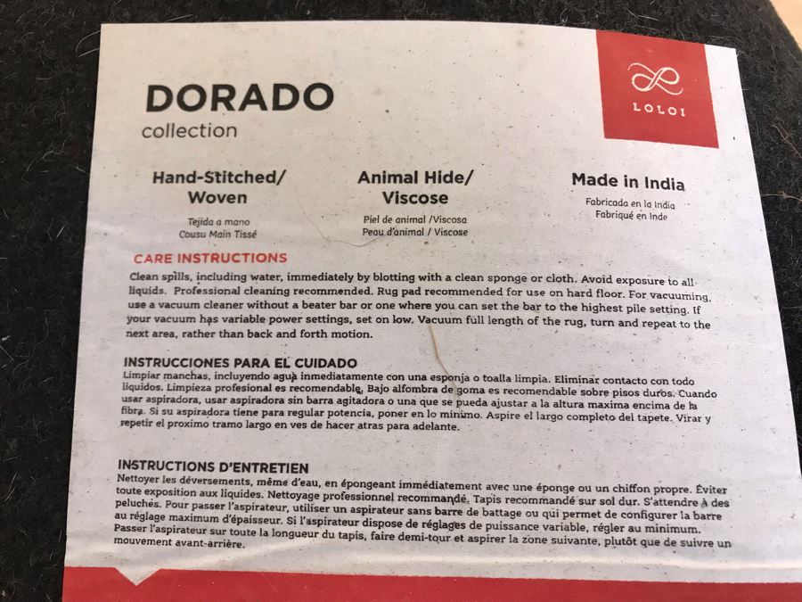 Hand-Stitched Woven Animal Hide Area Rug Made In India Dorado Collection DB-04 By Loloi 9'9' X 7'9' Retails $1,369 [Photo 10]