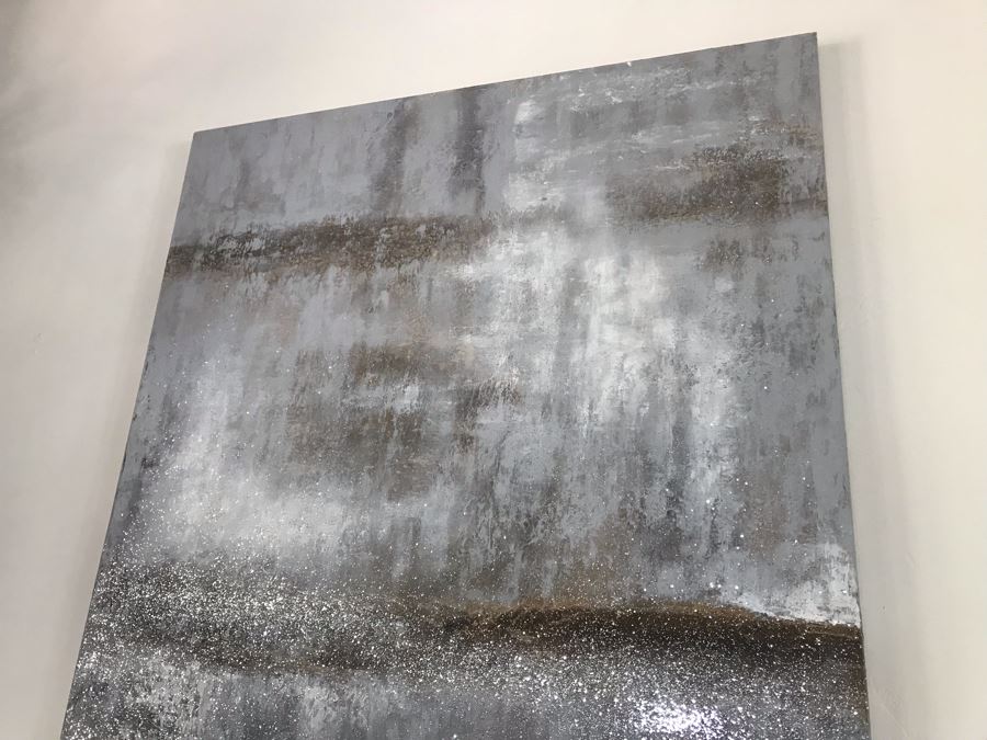 Large Abstract Silver Tone Canvas Print 4' X 6' [Photo 5]