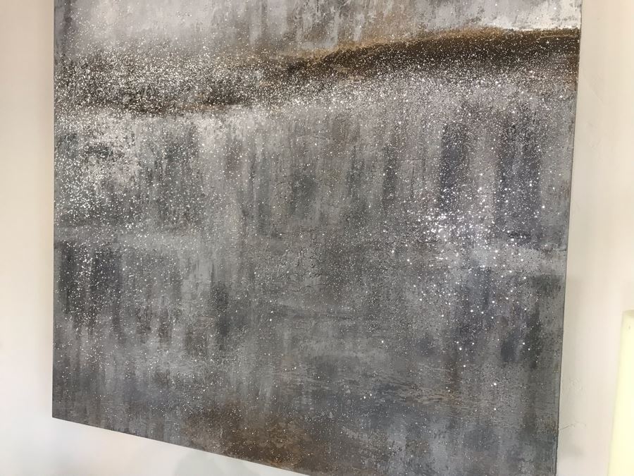 Large Abstract Silver Tone Canvas Print 4' X 6' [Photo 4]