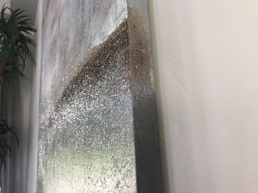 Large Abstract Silver Tone Canvas Print 4' X 6' [Photo 6]