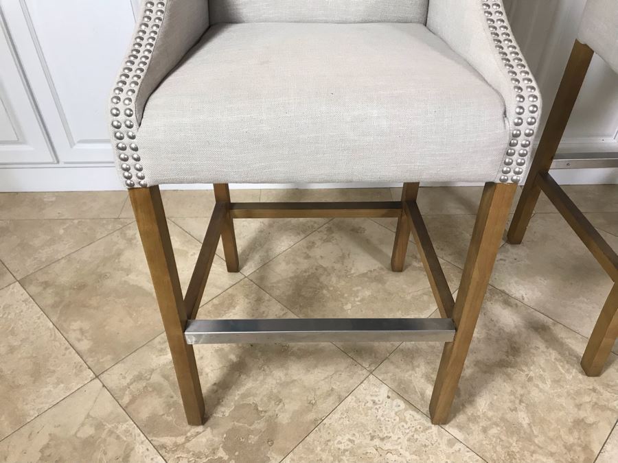 Set Of (3) Modern Upholstered Bar Stools (Some Fabric Staining) [Photo 6]