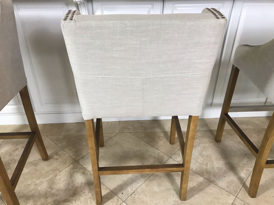 Set Of (3) Modern Upholstered Bar Stools (Some Fabric Staining) [Photo 7]