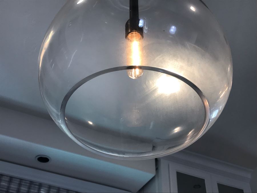 Set Of (3) Hanging Pendant Glass Bulb Light Fixtures