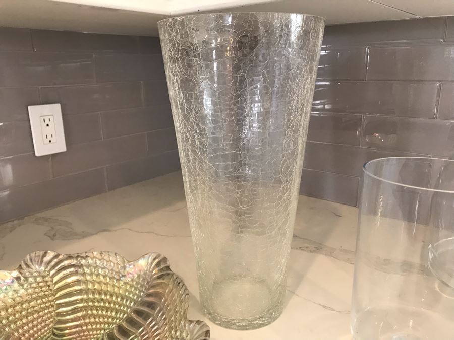 Footed Plate With Glass Dome, Pair Of Glass Vases And Decorative Plate [Photo 5]