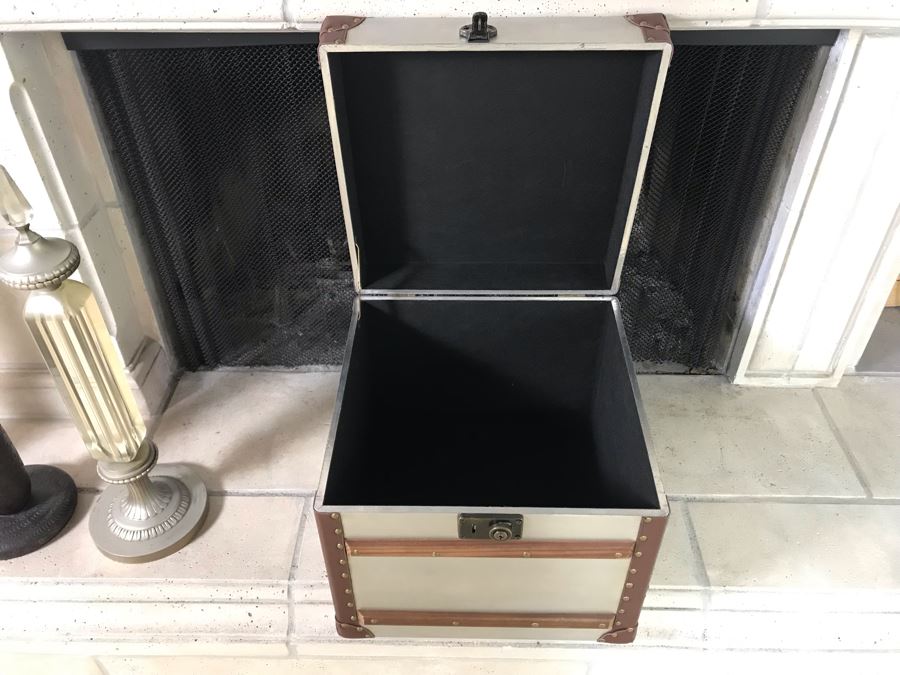 Broyhill Metal, Wood And Leather Box 16' X 16' X 16' [Photo 5]